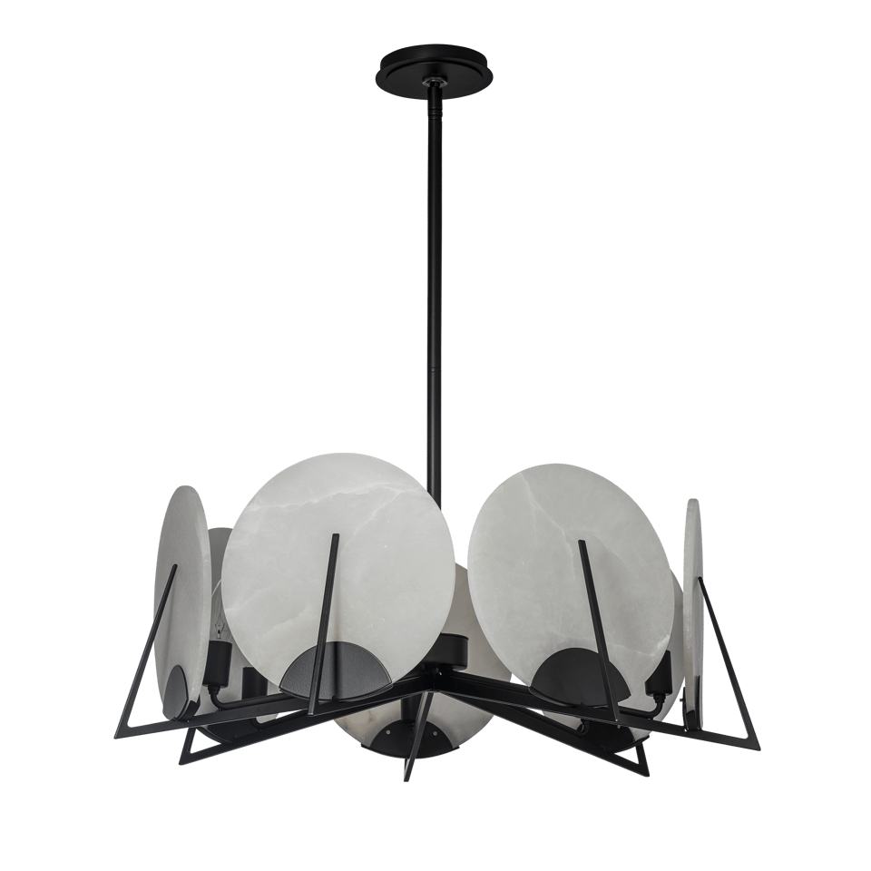 Hubbardton Forge Callisto 7-Light Pendant with Dimmable Alabaster Discs and Custom Finishes