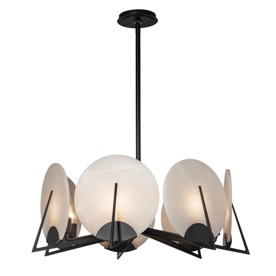 Hubbardton Forge Callisto 7-Light Pendant with Dimmable Alabaster Discs and Custom Finishes