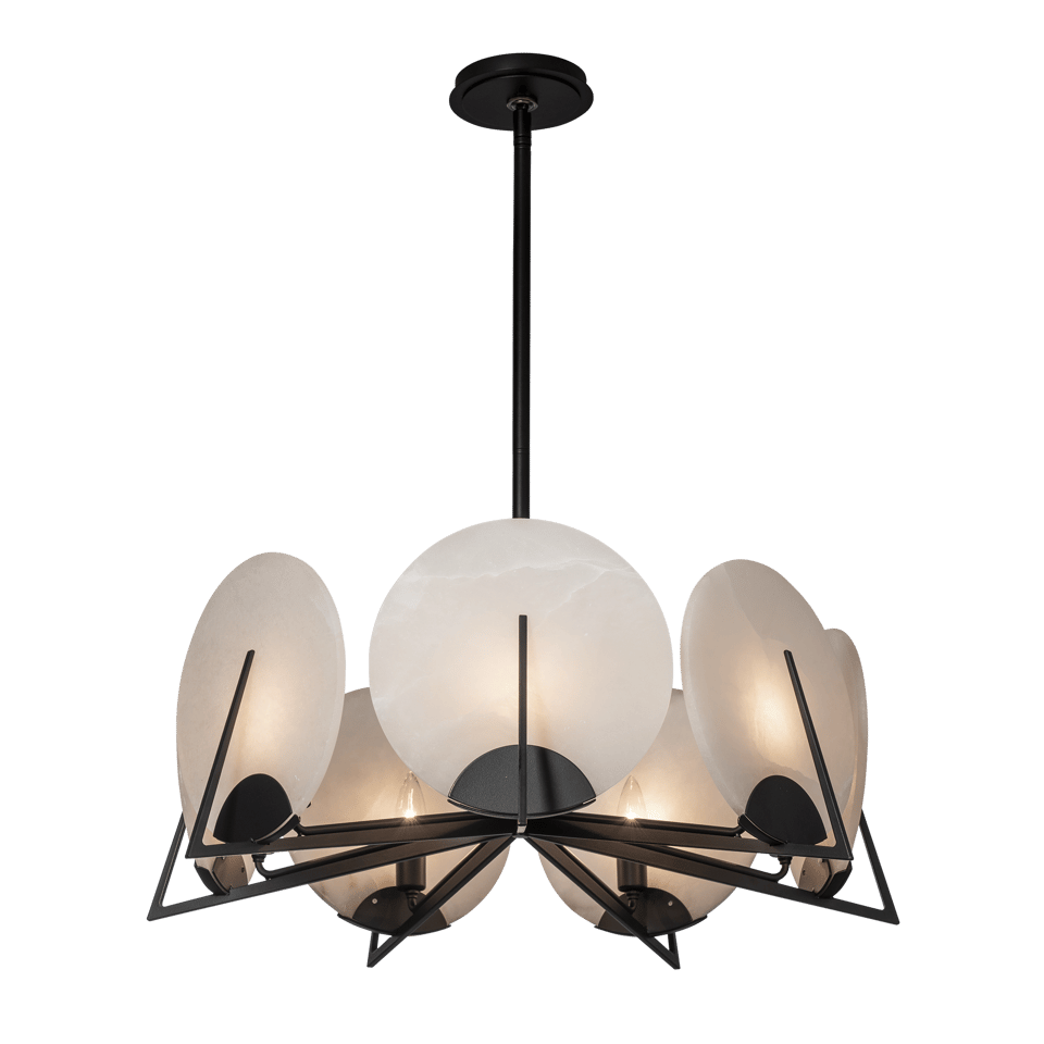 Hubbardton Forge Callisto 7-Light Pendant with Dimmable Alabaster Discs and Custom Finishes