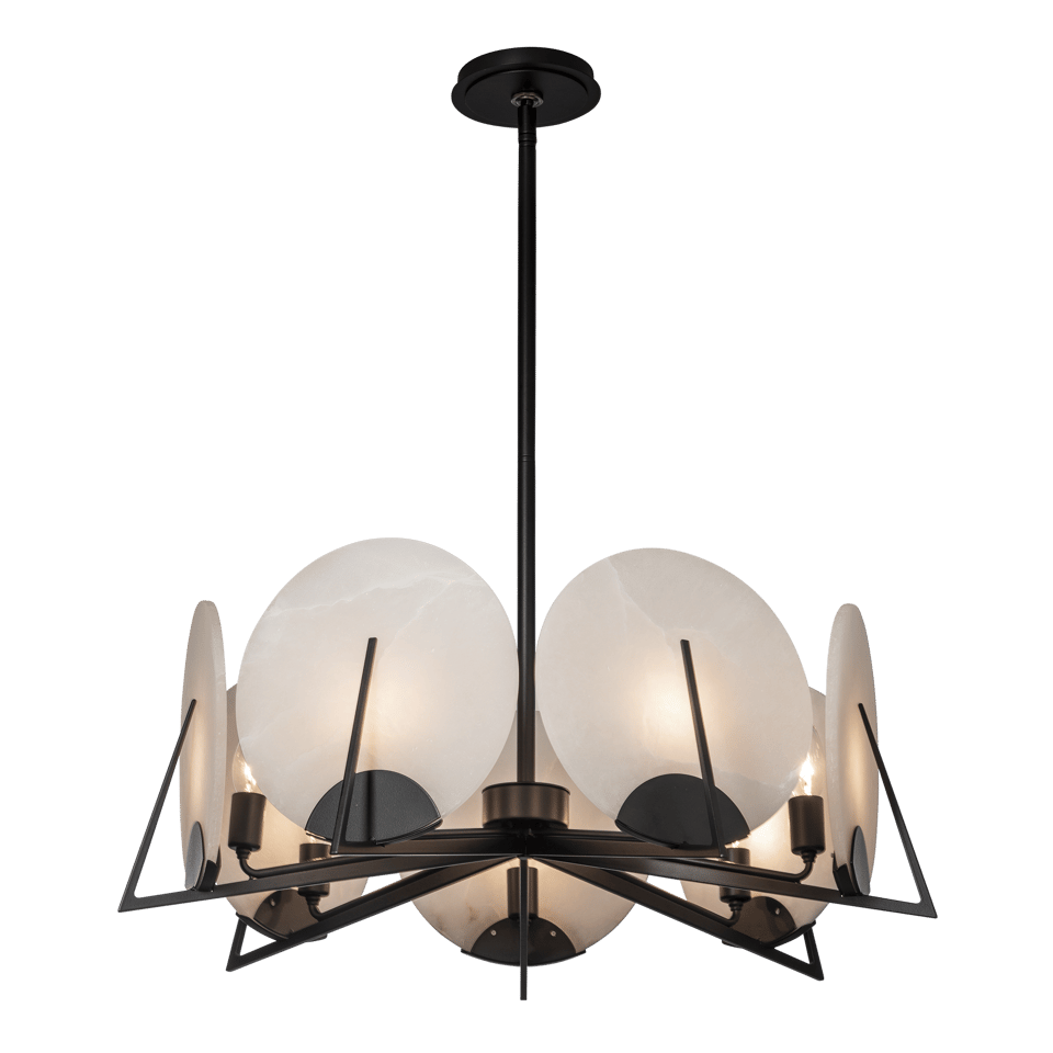 Hubbardton Forge Callisto 7-Light Pendant with Dimmable Alabaster Discs and Custom Finishes