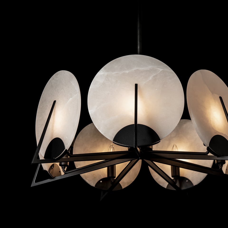 Hubbardton Forge Callisto 7-Light Pendant with Dimmable Alabaster Discs and Custom Finishes