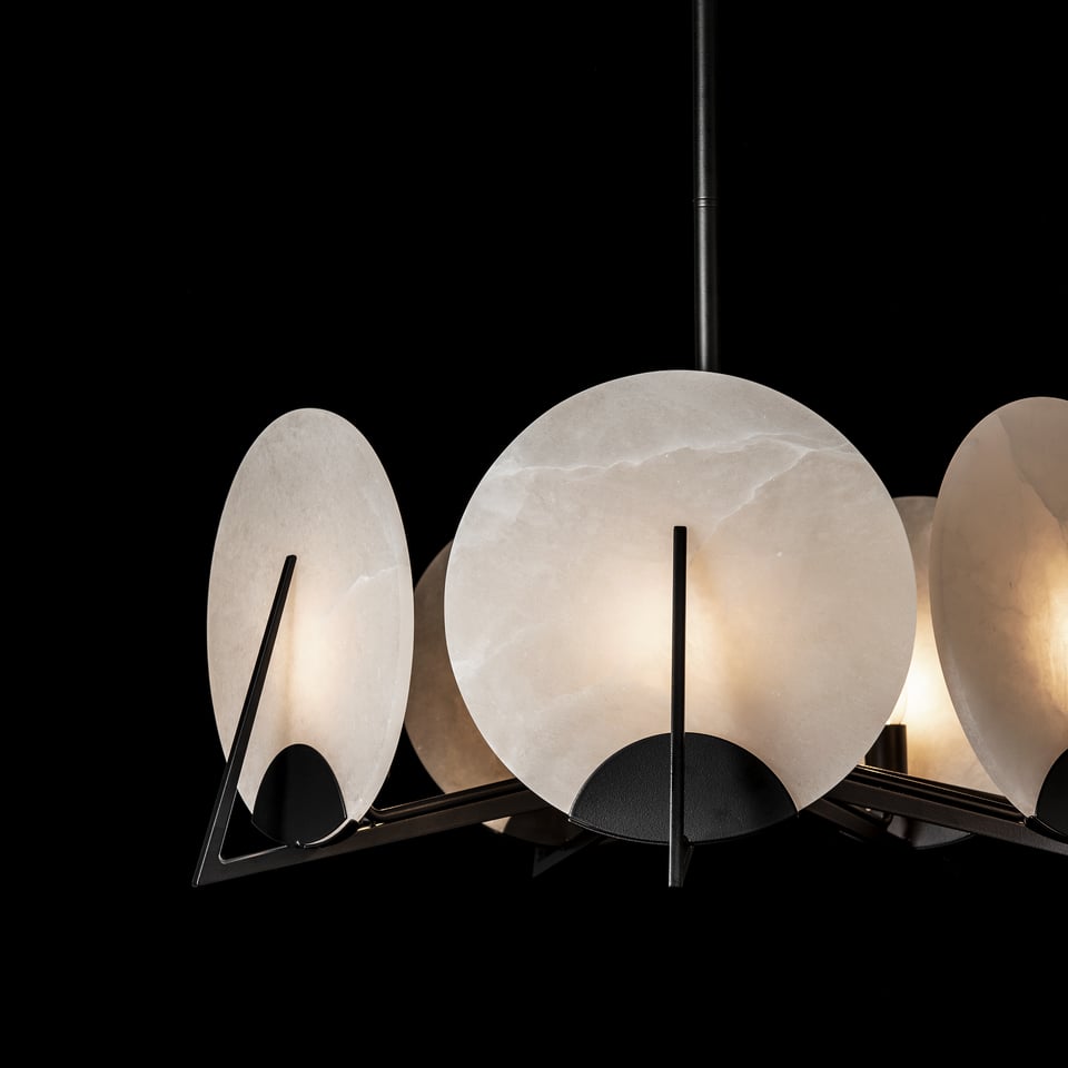 Hubbardton Forge Callisto 7-Light Pendant with Dimmable Alabaster Discs and Custom Finishes