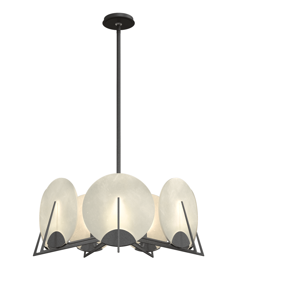 Hubbardton Forge Callisto 7-Light Pendant with Dimmable Alabaster Discs and Custom Finishes