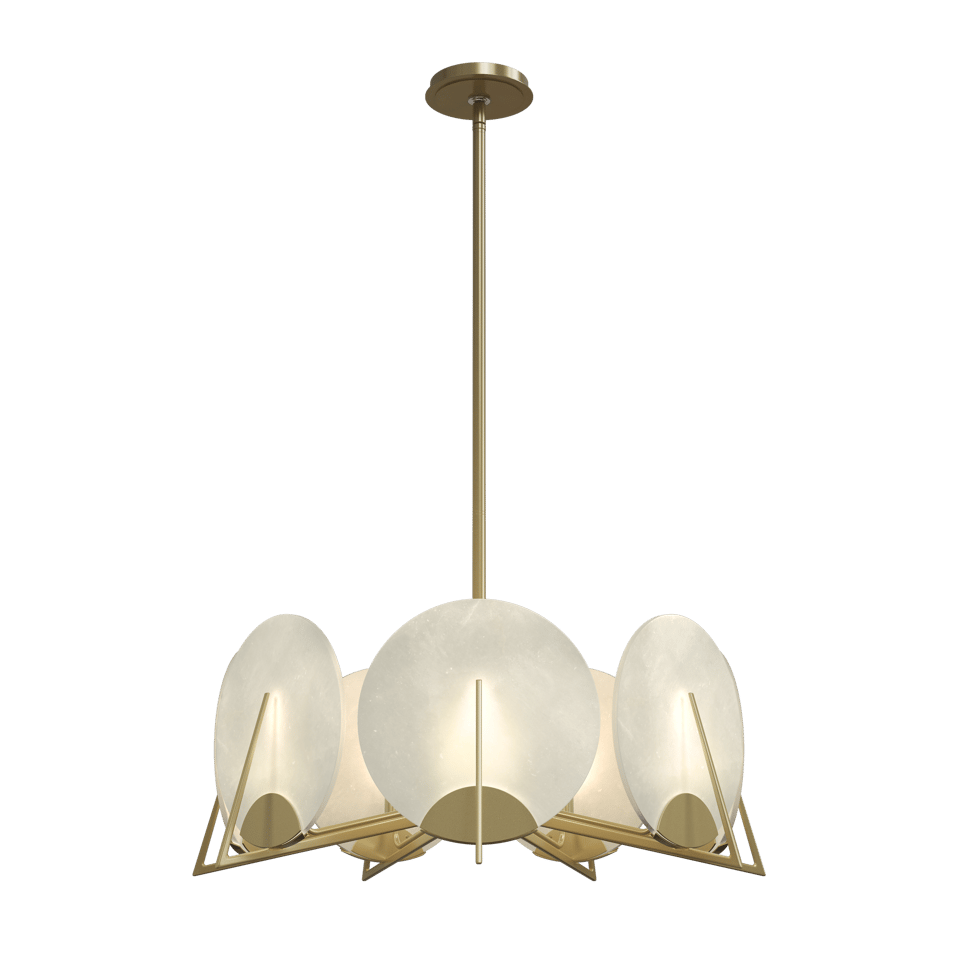 Hubbardton Forge Callisto 7-Light Pendant with Dimmable Alabaster Discs and Custom Finishes