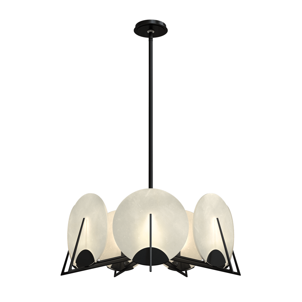 Hubbardton Forge Callisto 7-Light Pendant with Dimmable Alabaster Discs and Custom Finishes