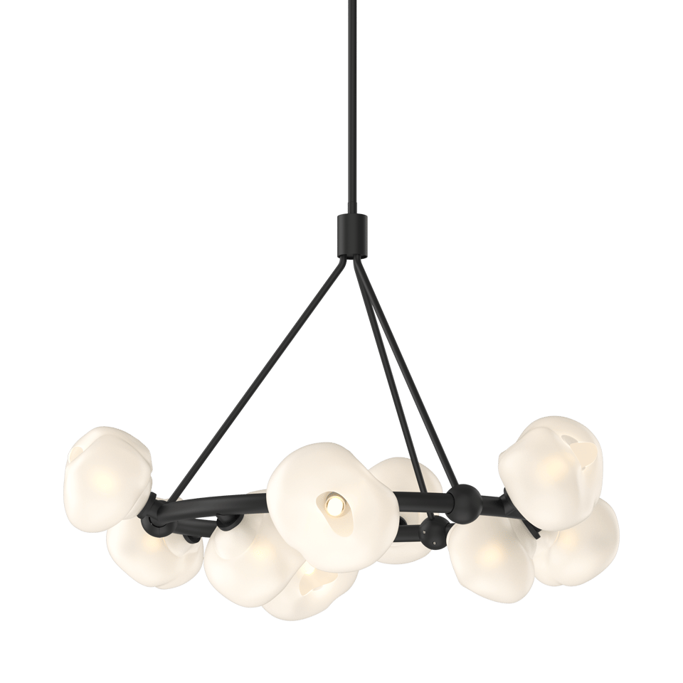 Ume 9-Light Ring Pendant by Hubbardton Forge - Frosted Glass Shades, Dimmable, Multiple Finish Options