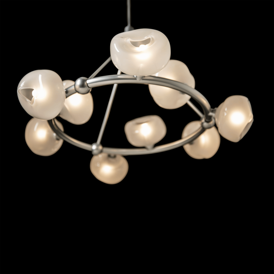 Ume 9-Light Ring Pendant by Hubbardton Forge - Frosted Glass Shades, Dimmable, Multiple Finish Options