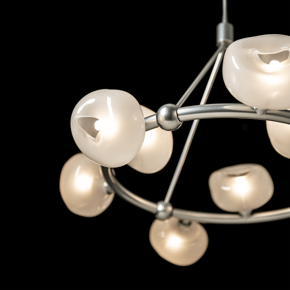 Ume 9-Light Ring Pendant by Hubbardton Forge - Frosted Glass Shades, Dimmable, Multiple Finish Options