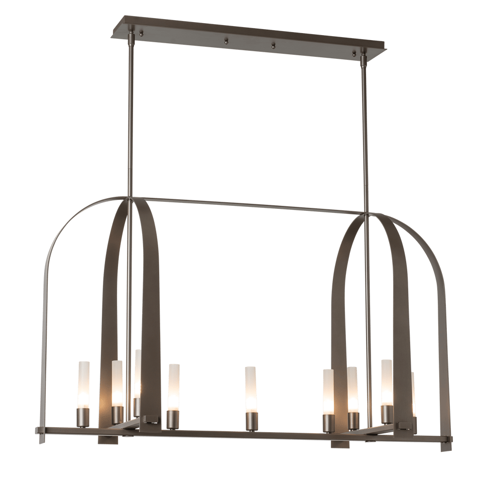 Hubbardton Forge Triomphe 9-Light Linear Pendant with Customizable Finishes and Dimmable Functionality