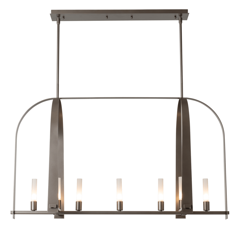 Hubbardton Forge Triomphe 9-Light Linear Pendant with Customizable Finishes and Dimmable Functionality