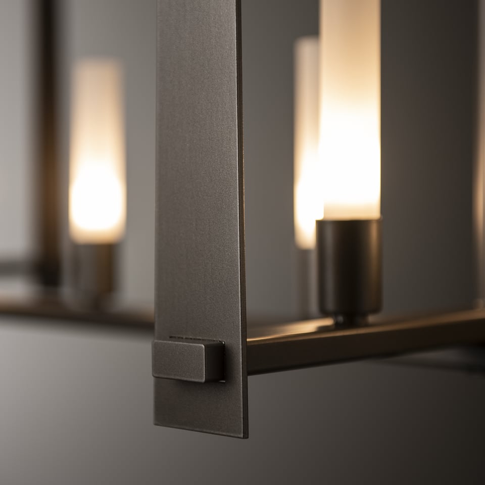 Hubbardton Forge Triomphe 9-Light Linear Pendant with Customizable Finishes and Dimmable Functionality