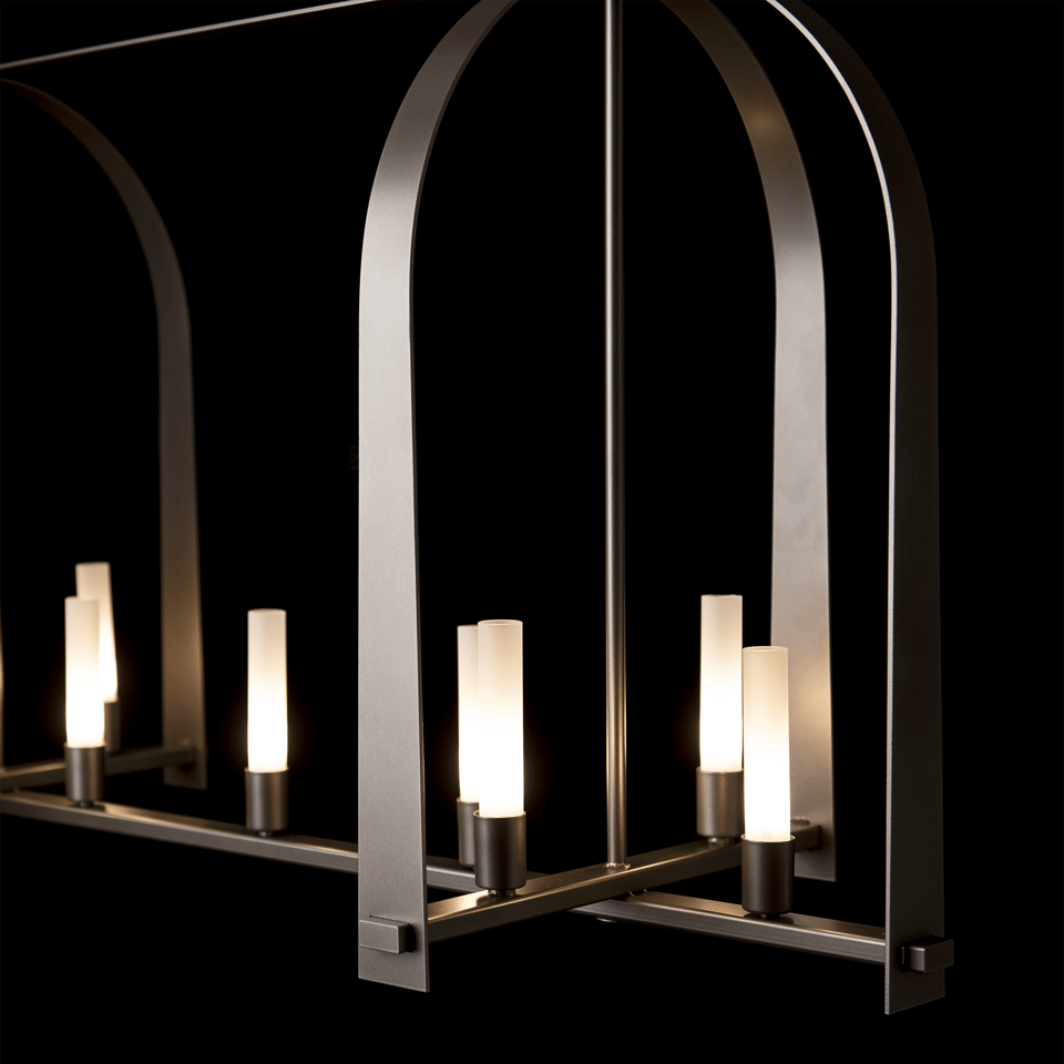 Hubbardton Forge Triomphe 9-Light Linear Pendant with Customizable Finishes and Dimmable Functionality