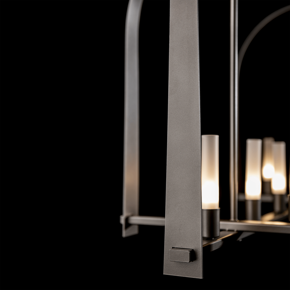 Hubbardton Forge Triomphe 9-Light Linear Pendant with Customizable Finishes and Dimmable Functionality