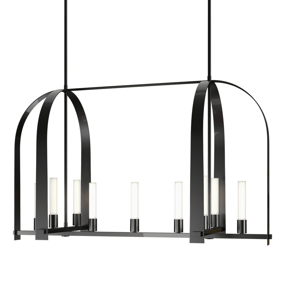 Hubbardton Forge Triomphe 9-Light Linear Pendant with Customizable Finishes and Dimmable Functionality