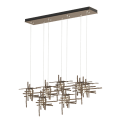 Tura 7-Light Pendant with Seeded Glass Shades by Hubbardton Forge, Dimmable & Multiple Finish Options