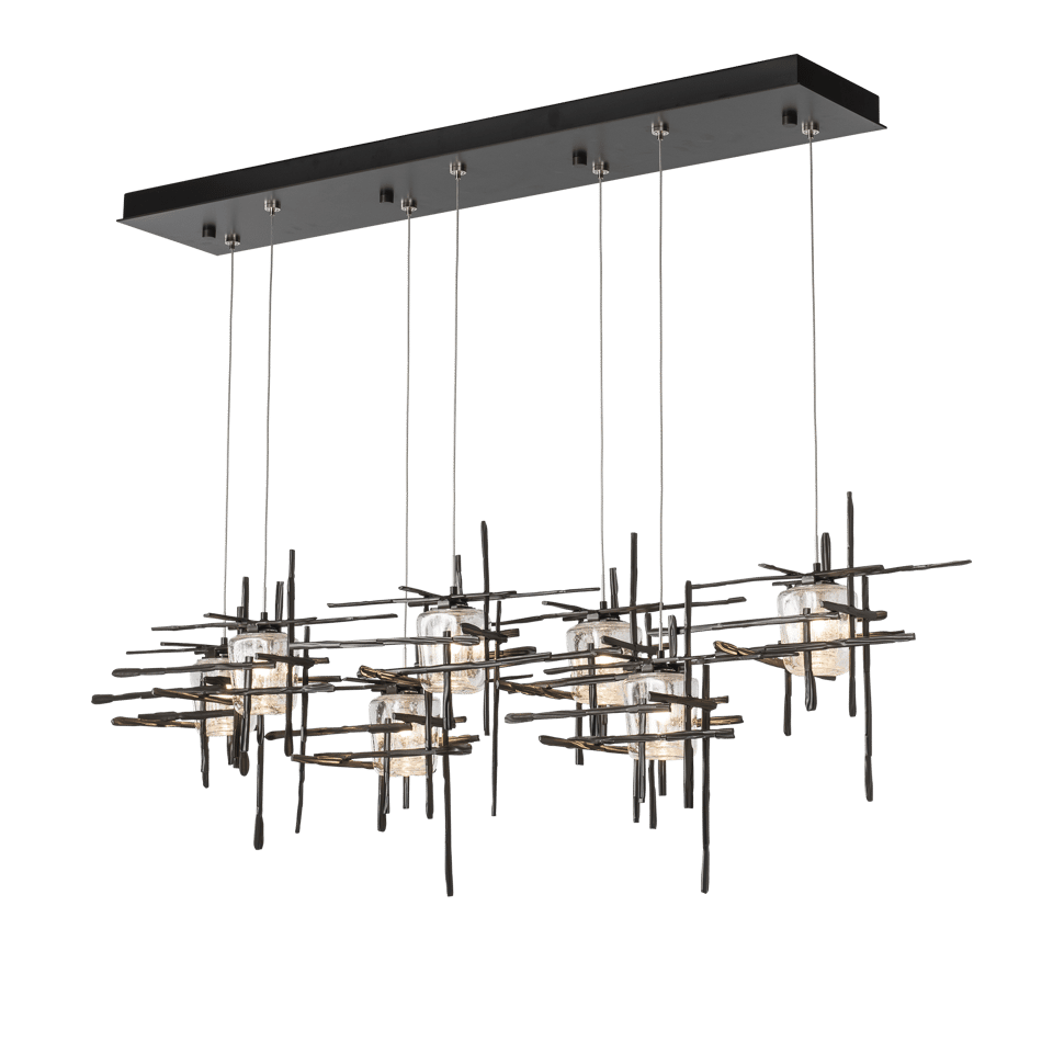 Tura 7-Light Pendant with Seeded Glass Shades by Hubbardton Forge, Dimmable & Multiple Finish Options