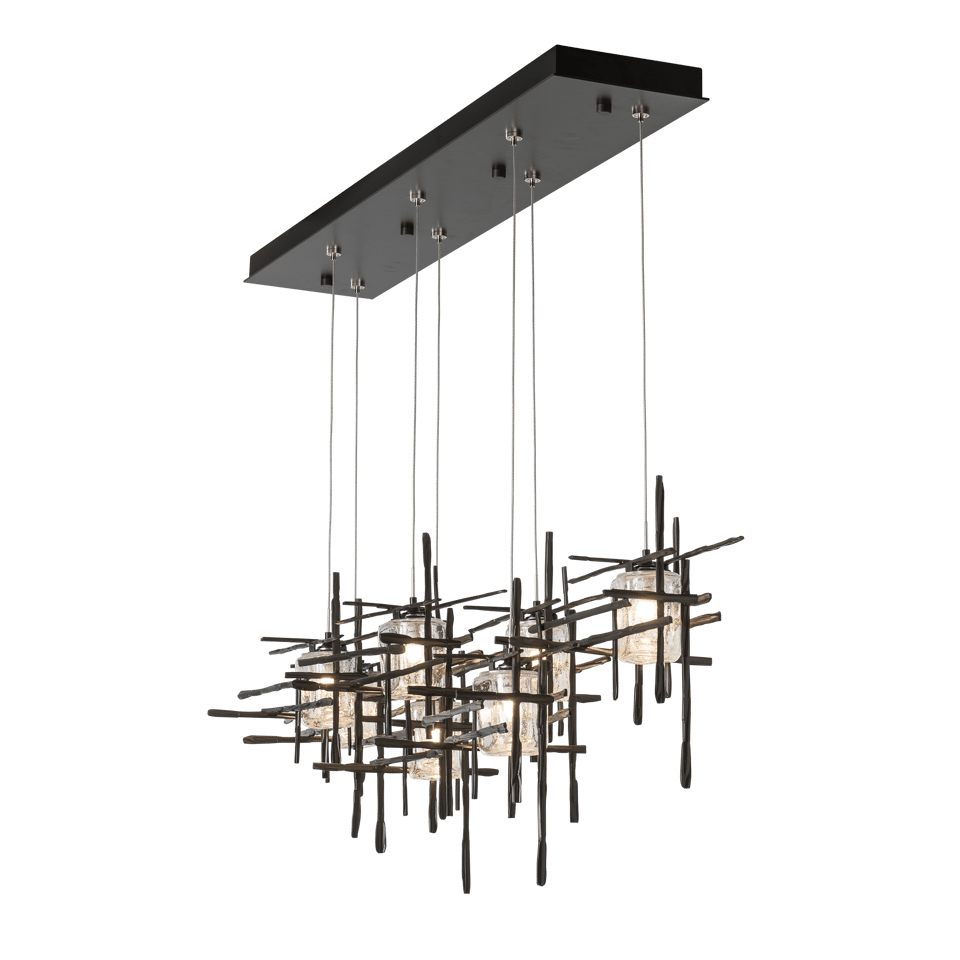 Tura 7-Light Pendant with Seeded Glass Shades by Hubbardton Forge, Dimmable & Multiple Finish Options