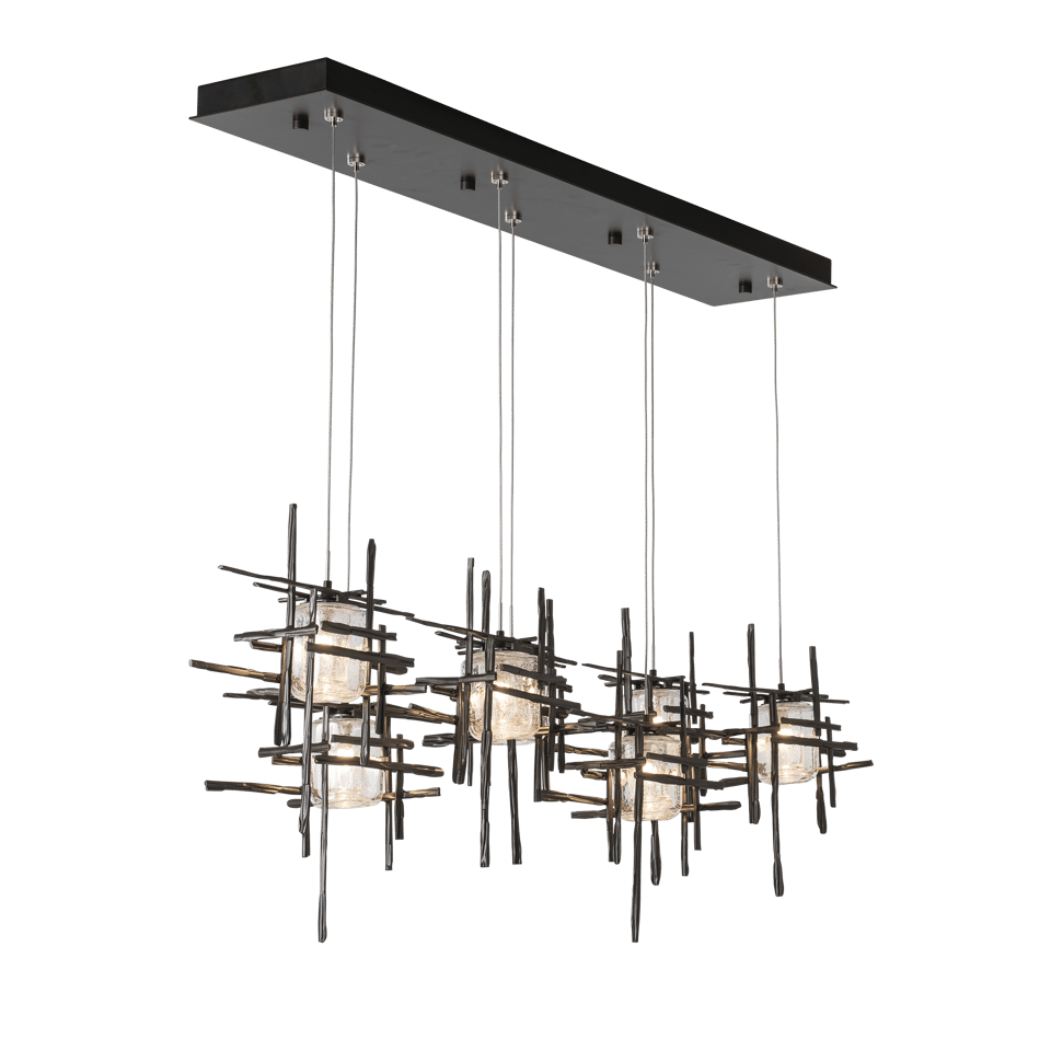 Tura 7-Light Pendant with Seeded Glass Shades by Hubbardton Forge, Dimmable & Multiple Finish Options