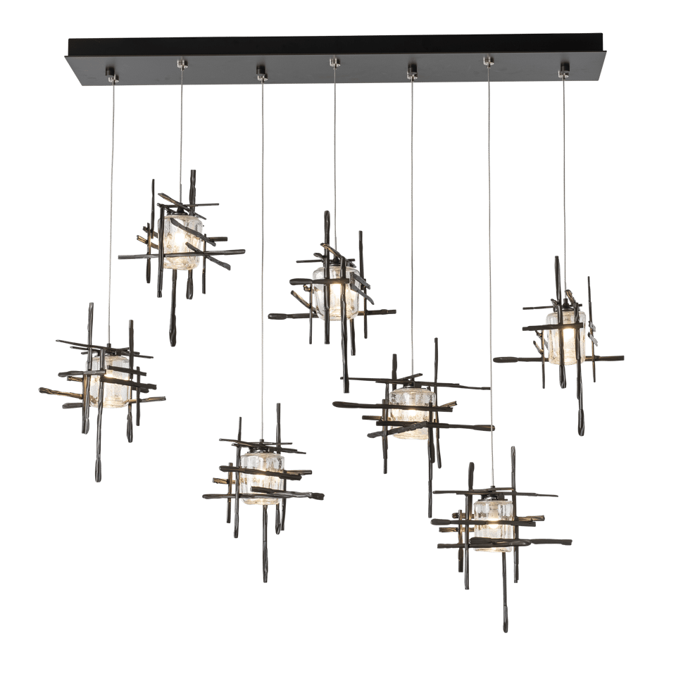 Tura 7-Light Pendant with Seeded Glass Shades by Hubbardton Forge, Dimmable & Multiple Finish Options