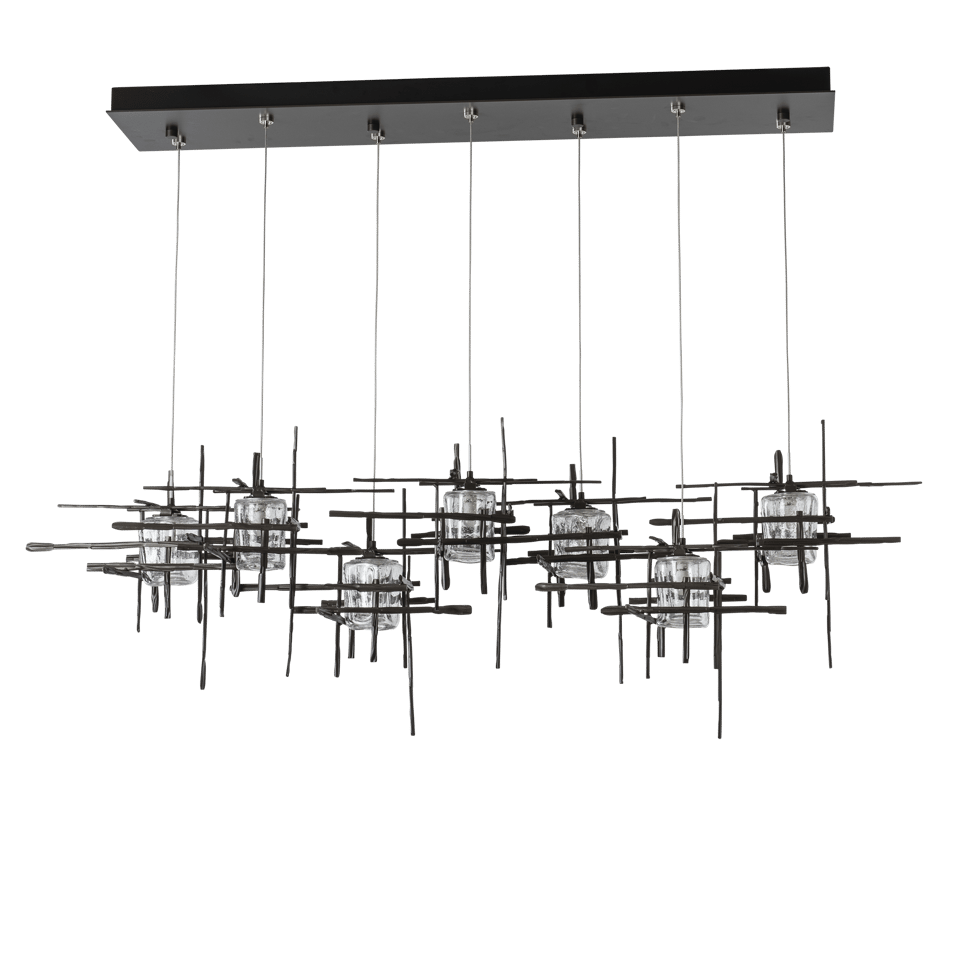 Tura 7-Light Pendant with Seeded Glass Shades by Hubbardton Forge, Dimmable & Multiple Finish Options