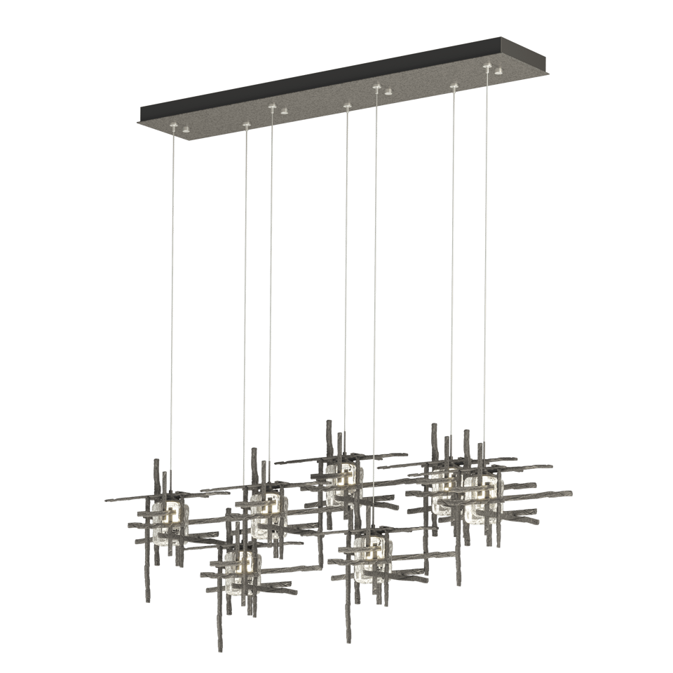 Tura 7-Light Pendant with Seeded Glass Shades by Hubbardton Forge, Dimmable & Multiple Finish Options