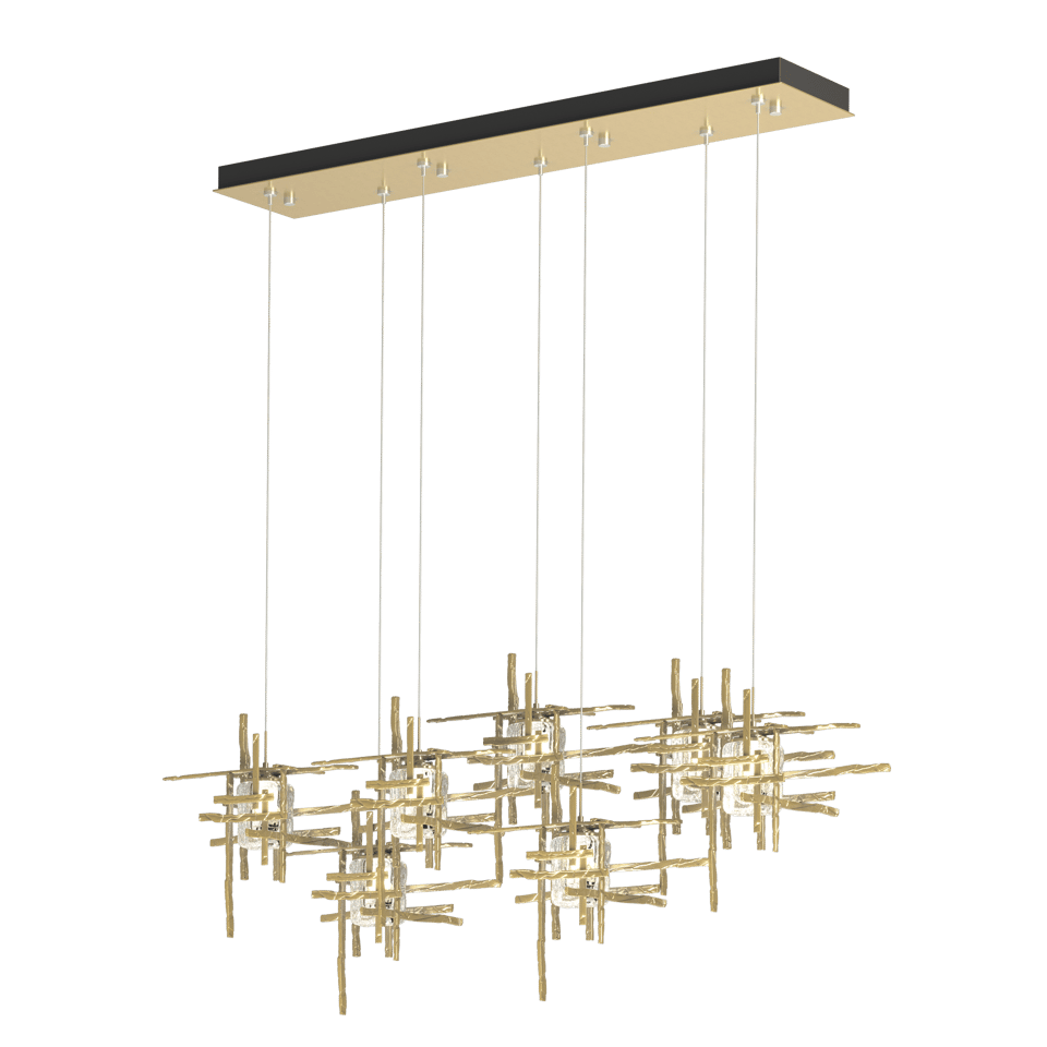 Tura 7-Light Pendant with Seeded Glass Shades by Hubbardton Forge, Dimmable & Multiple Finish Options