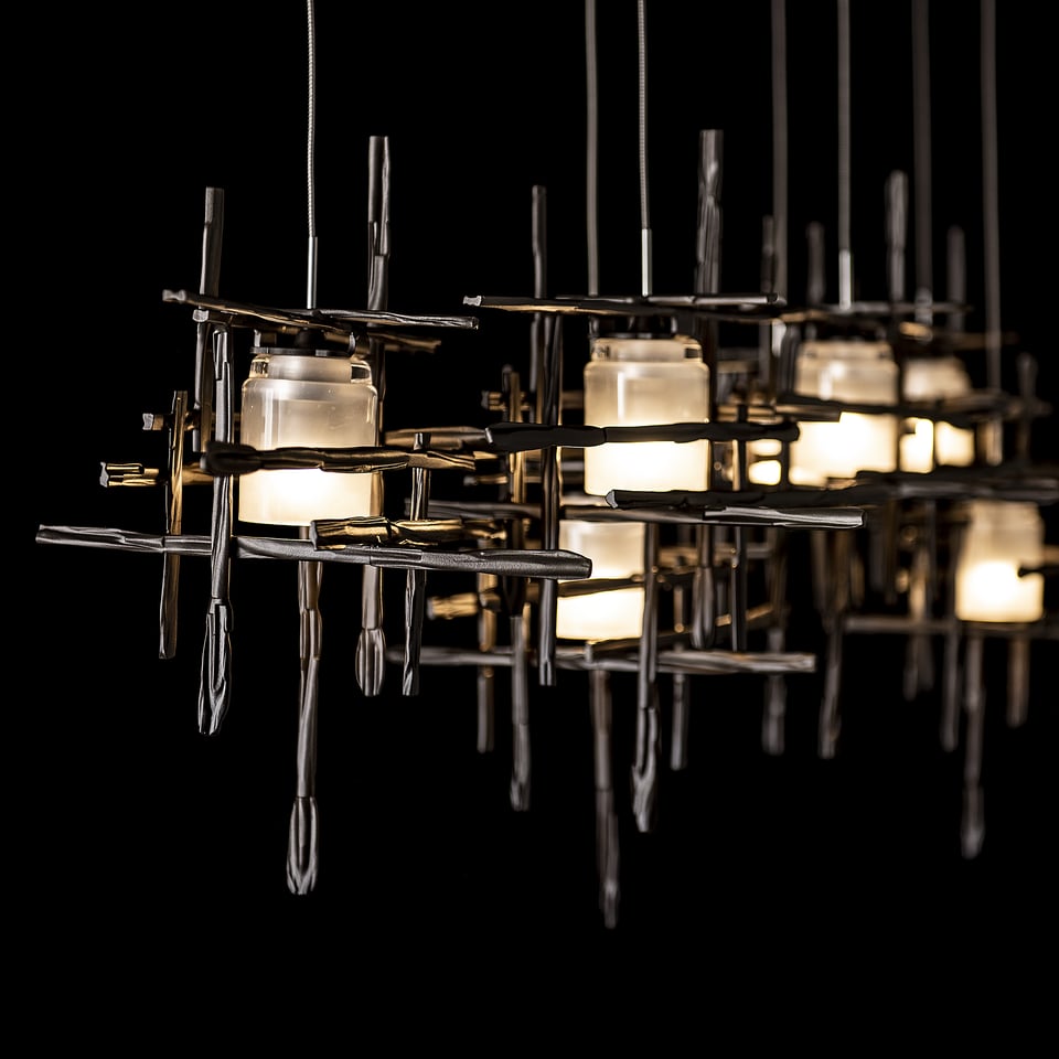 Tura 7-Light Frosted Glass Pendant by Hubbardton Forge - Modern Design with Dimmable Functionality