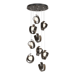 Riza 9-Light Pendant by Hubbardton Forge | Handcrafted Aluminum, Dimmable, Opal Glass Shades