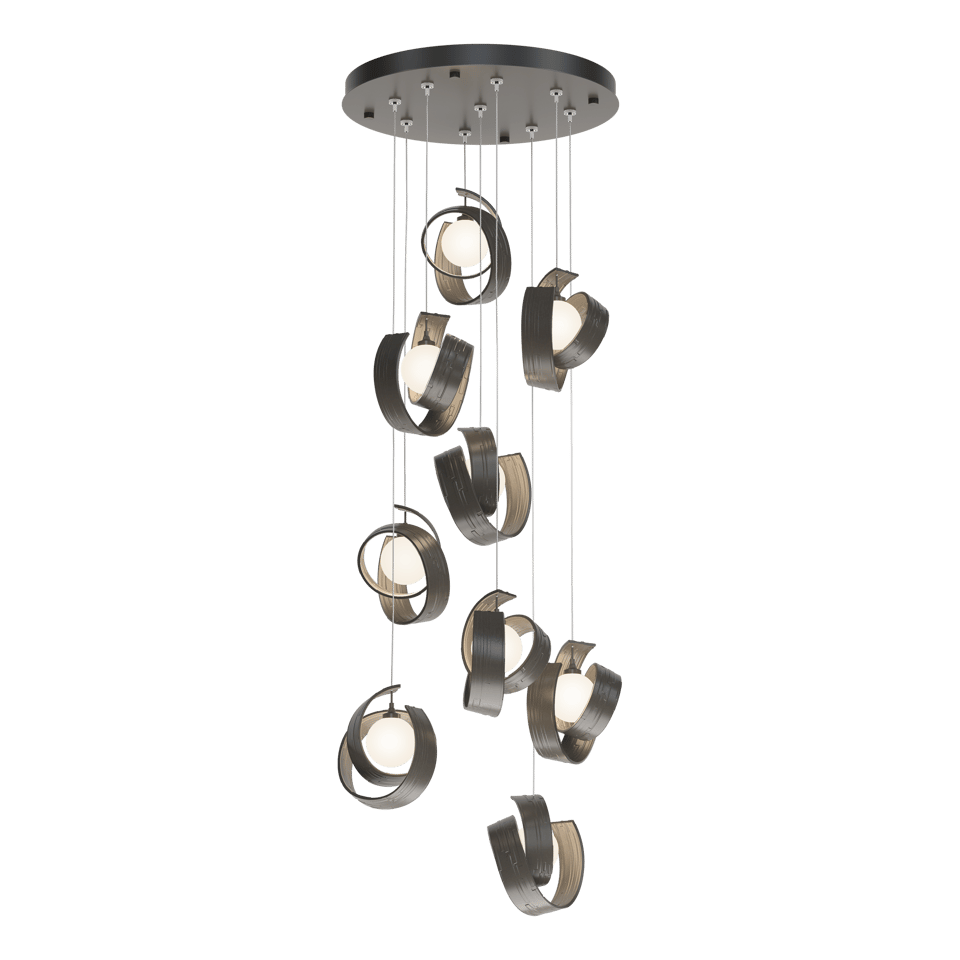 Riza 9-Light Pendant by Hubbardton Forge | Handcrafted Aluminum, Dimmable, Opal Glass Shades