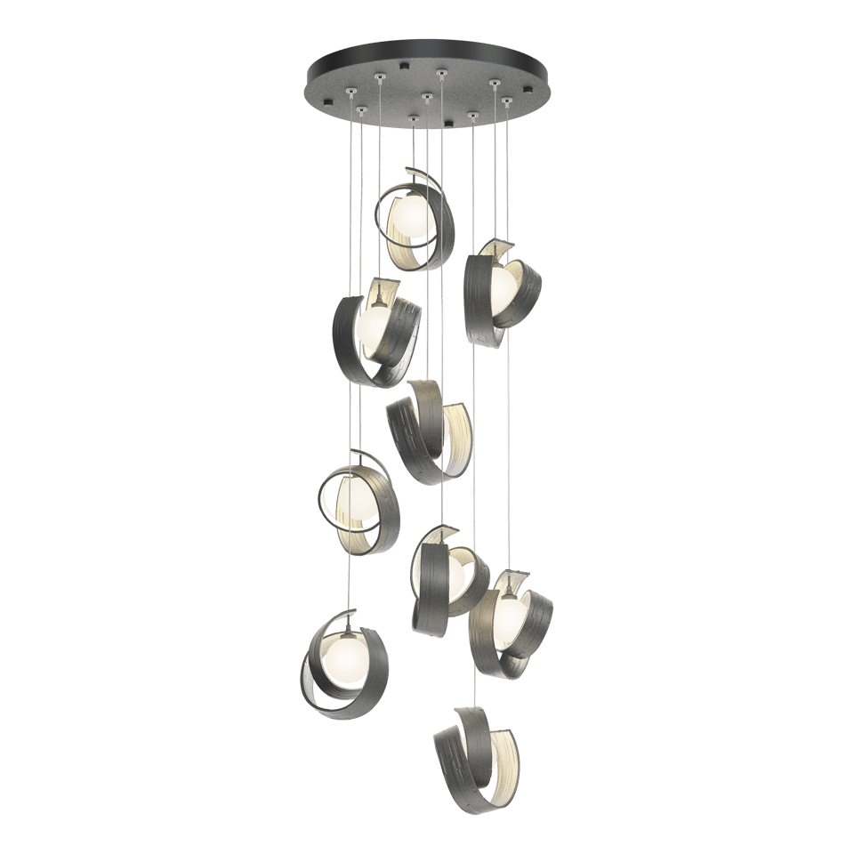 Riza 9-Light Pendant by Hubbardton Forge | Handcrafted Aluminum, Dimmable, Opal Glass Shades