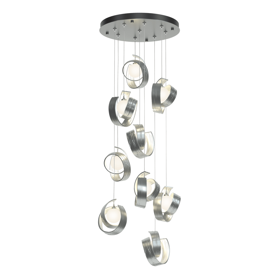 Riza 9-Light Pendant by Hubbardton Forge | Handcrafted Aluminum, Dimmable, Opal Glass Shades