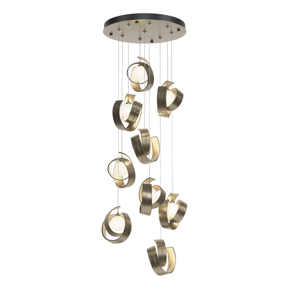 Riza 9-Light Pendant by Hubbardton Forge | Handcrafted Aluminum, Dimmable, Opal Glass Shades