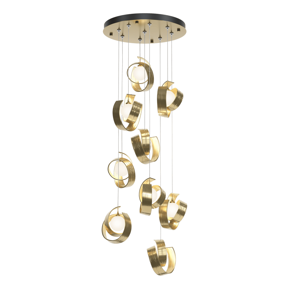 Riza 9-Light Pendant by Hubbardton Forge | Handcrafted Aluminum, Dimmable, Opal Glass Shades