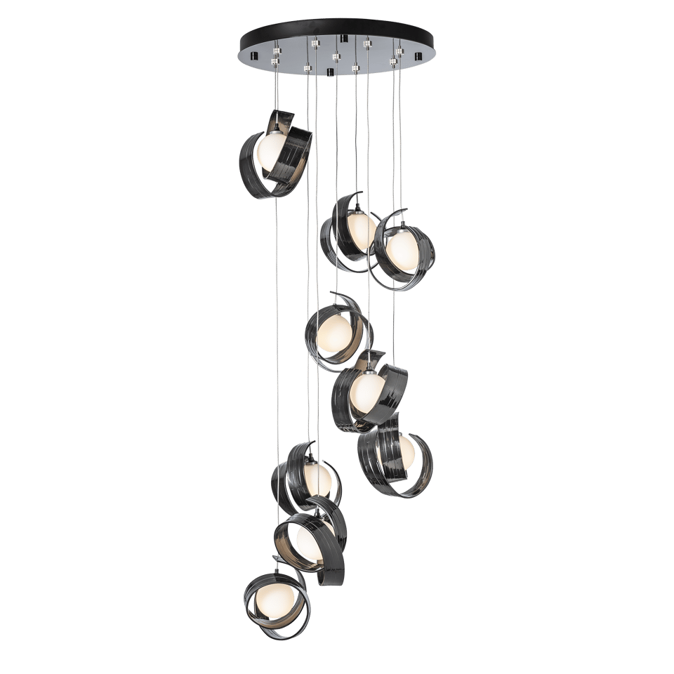 Riza 9-Light Pendant by Hubbardton Forge | Handcrafted Aluminum, Dimmable, Opal Glass Shades