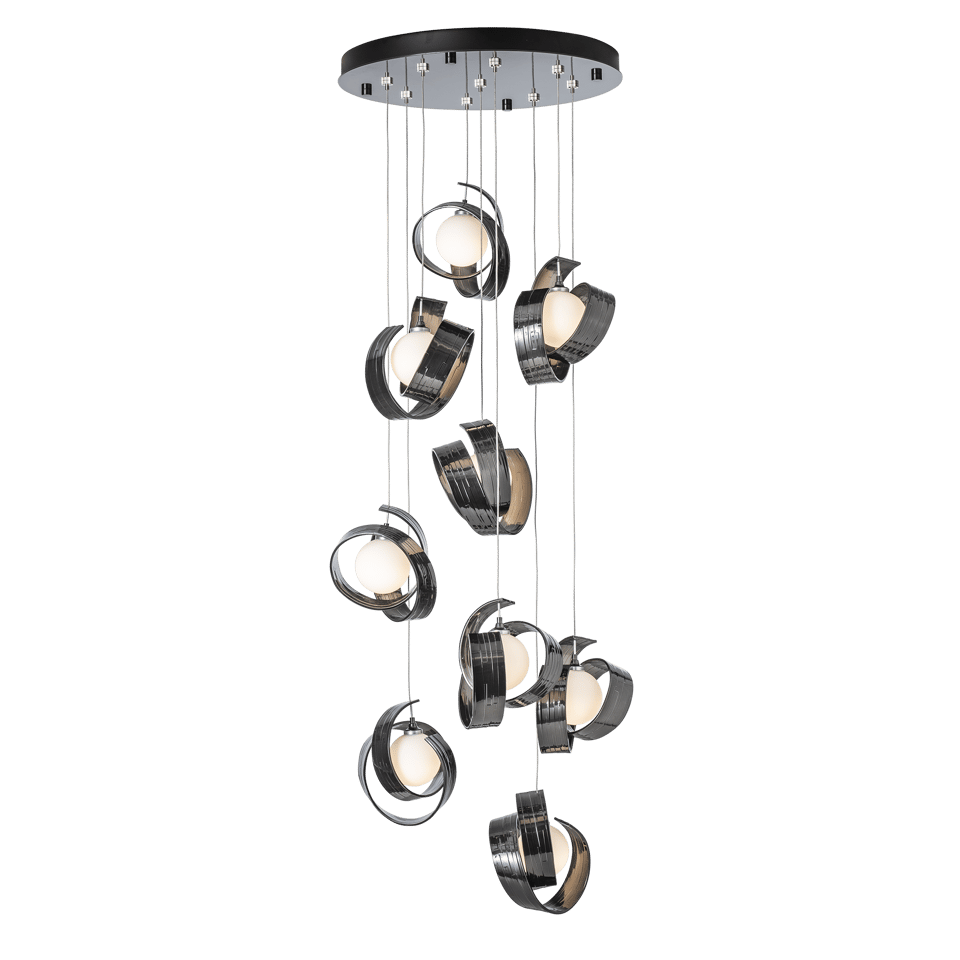 Riza 9-Light Pendant by Hubbardton Forge | Handcrafted Aluminum, Dimmable, Opal Glass Shades