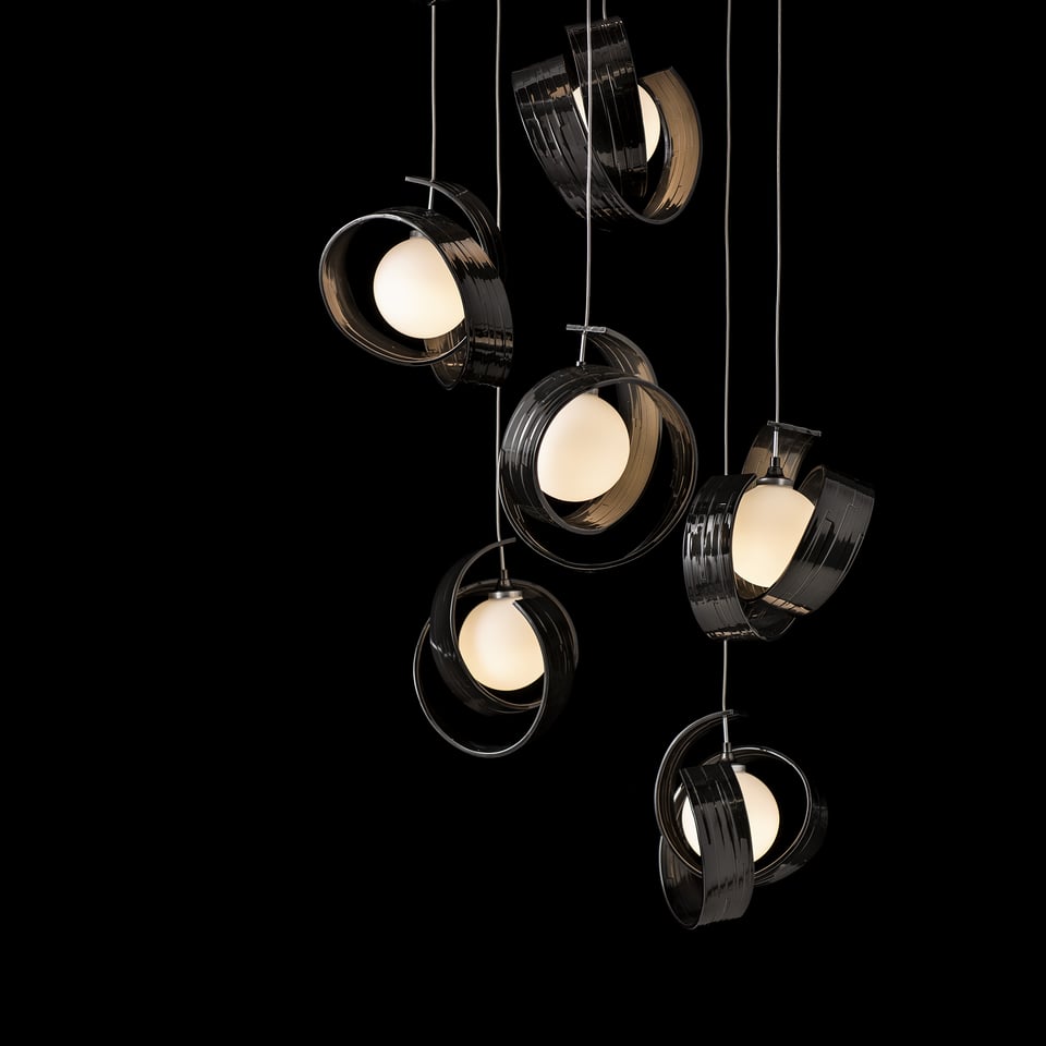 Riza 9-Light Pendant by Hubbardton Forge | Handcrafted Aluminum, Dimmable, Opal Glass Shades