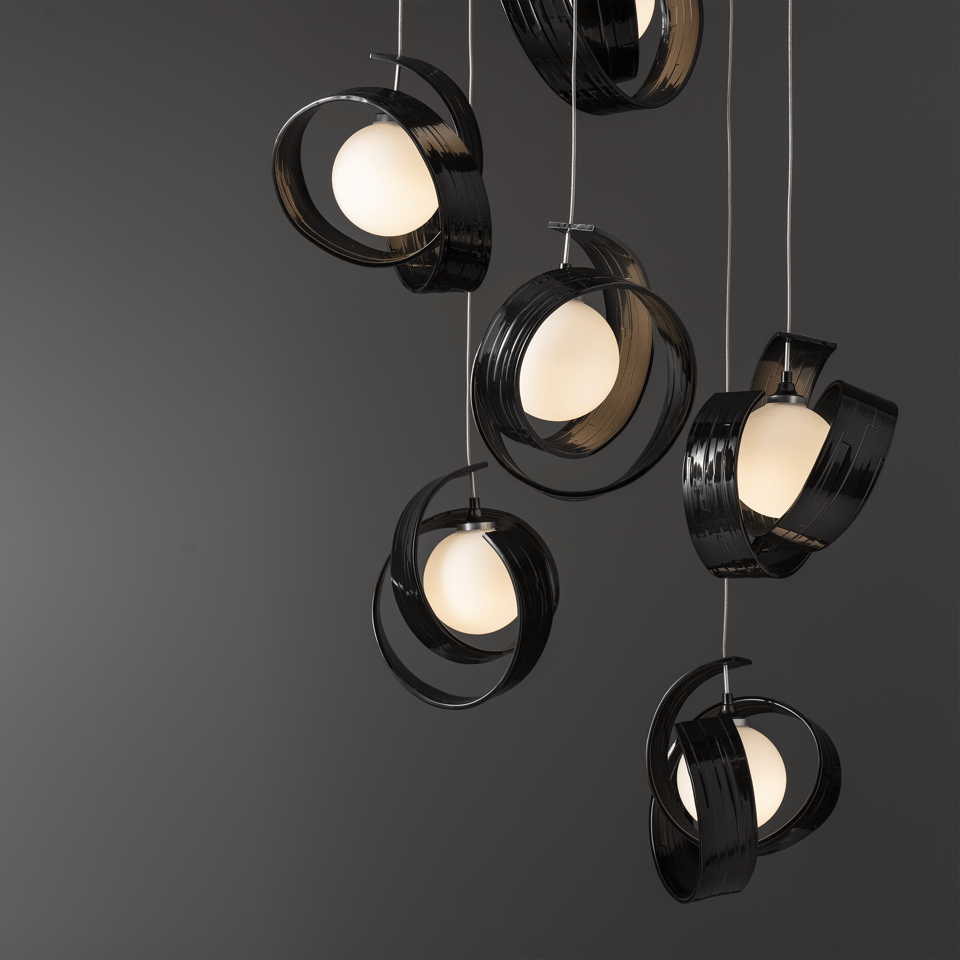 Riza 9-Light Pendant by Hubbardton Forge | Handcrafted Aluminum, Dimmable, Opal Glass Shades