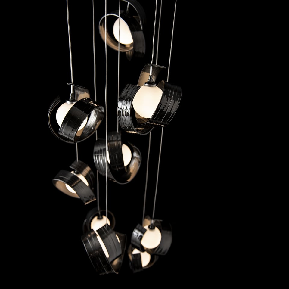 Riza 9-Light Pendant by Hubbardton Forge | Handcrafted Aluminum, Dimmable, Opal Glass Shades