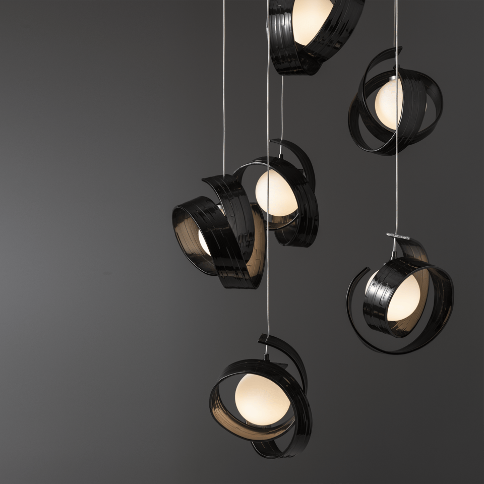 Riza 9-Light Pendant by Hubbardton Forge | Handcrafted Aluminum, Dimmable, Opal Glass Shades