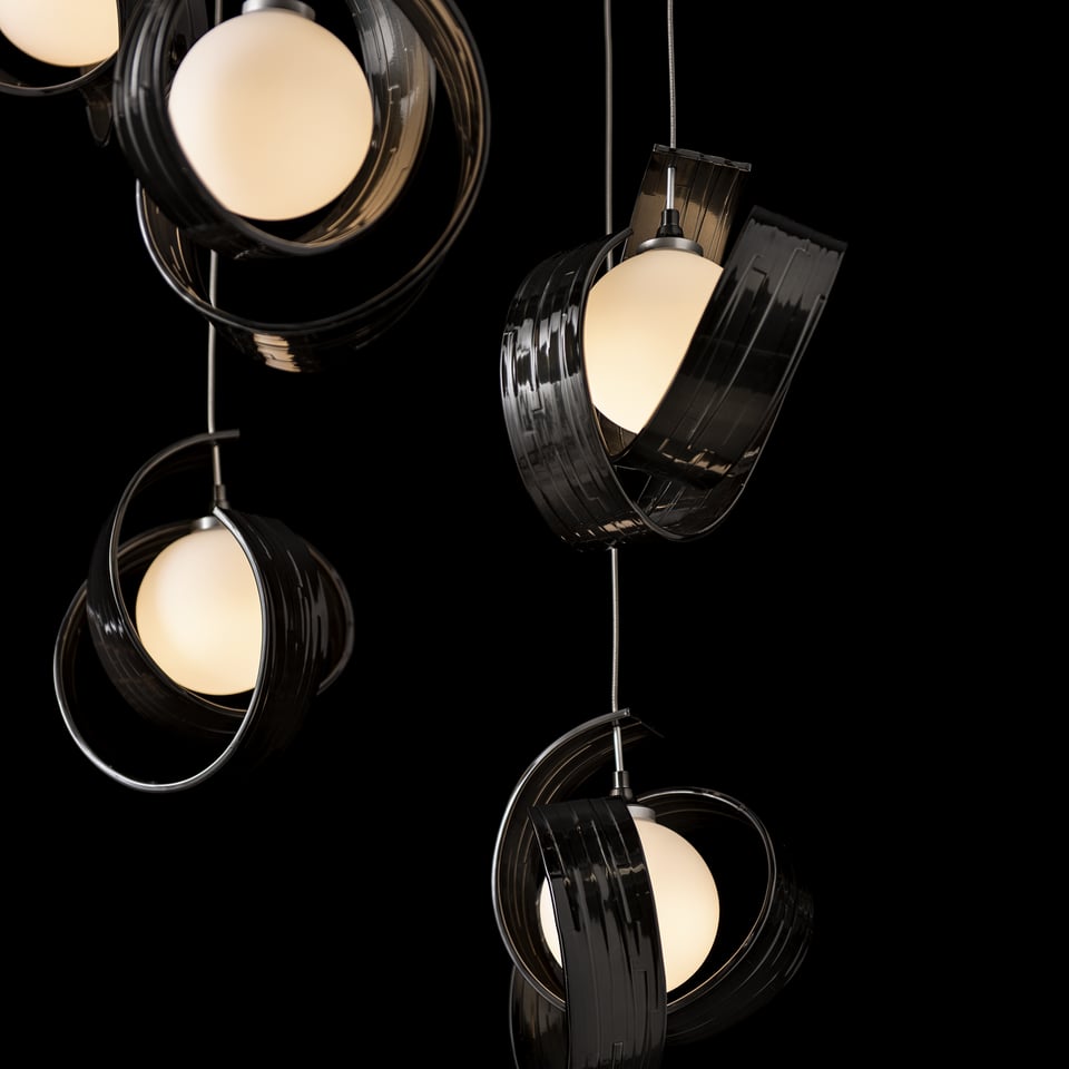 Riza 9-Light Pendant by Hubbardton Forge | Handcrafted Aluminum, Dimmable, Opal Glass Shades