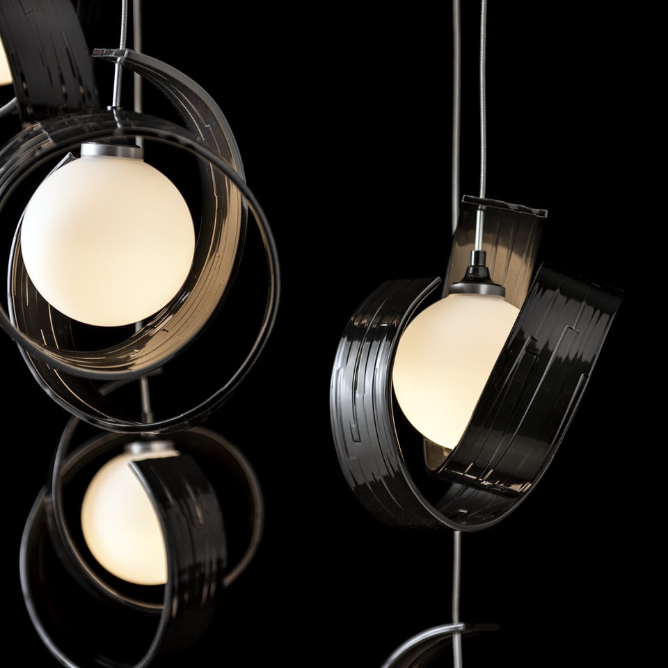 Riza 9-Light Pendant by Hubbardton Forge | Handcrafted Aluminum, Dimmable, Opal Glass Shades