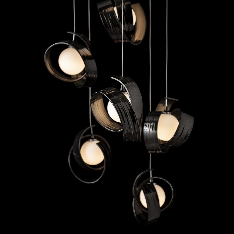 Riza 9-Light Pendant by Hubbardton Forge | Handcrafted Aluminum, Dimmable, Opal Glass Shades