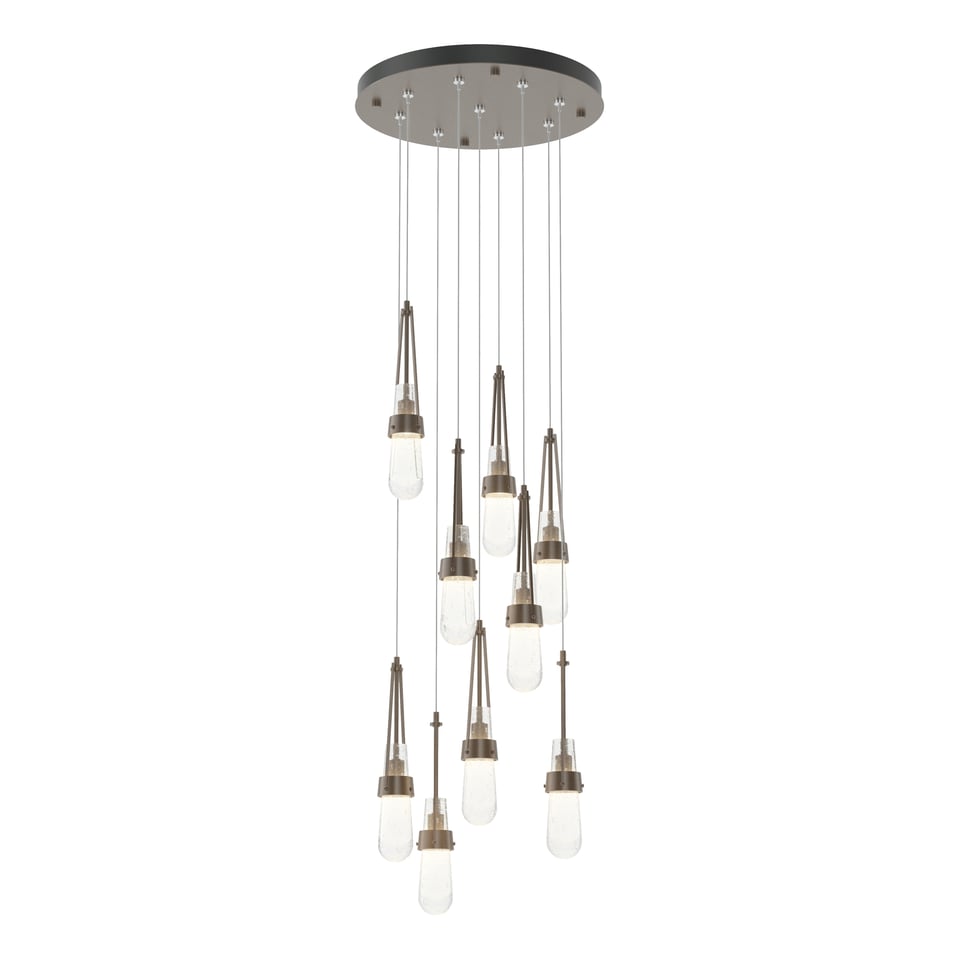 Hubbardton Forge Link 9-Light Handmade Blown Glass Pendant Fixture with Dimmable Lighting