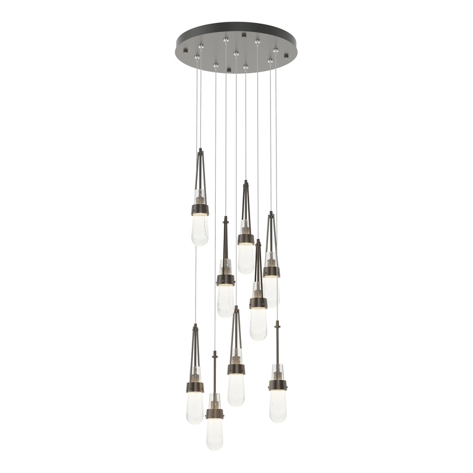 Hubbardton Forge Link 9-Light Handmade Blown Glass Pendant Fixture with Dimmable Lighting