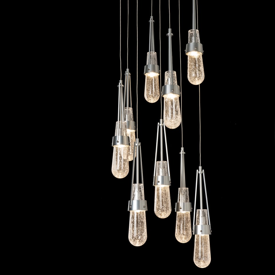 Hubbardton Forge Link 9-Light Handmade Blown Glass Pendant Fixture with Dimmable Lighting