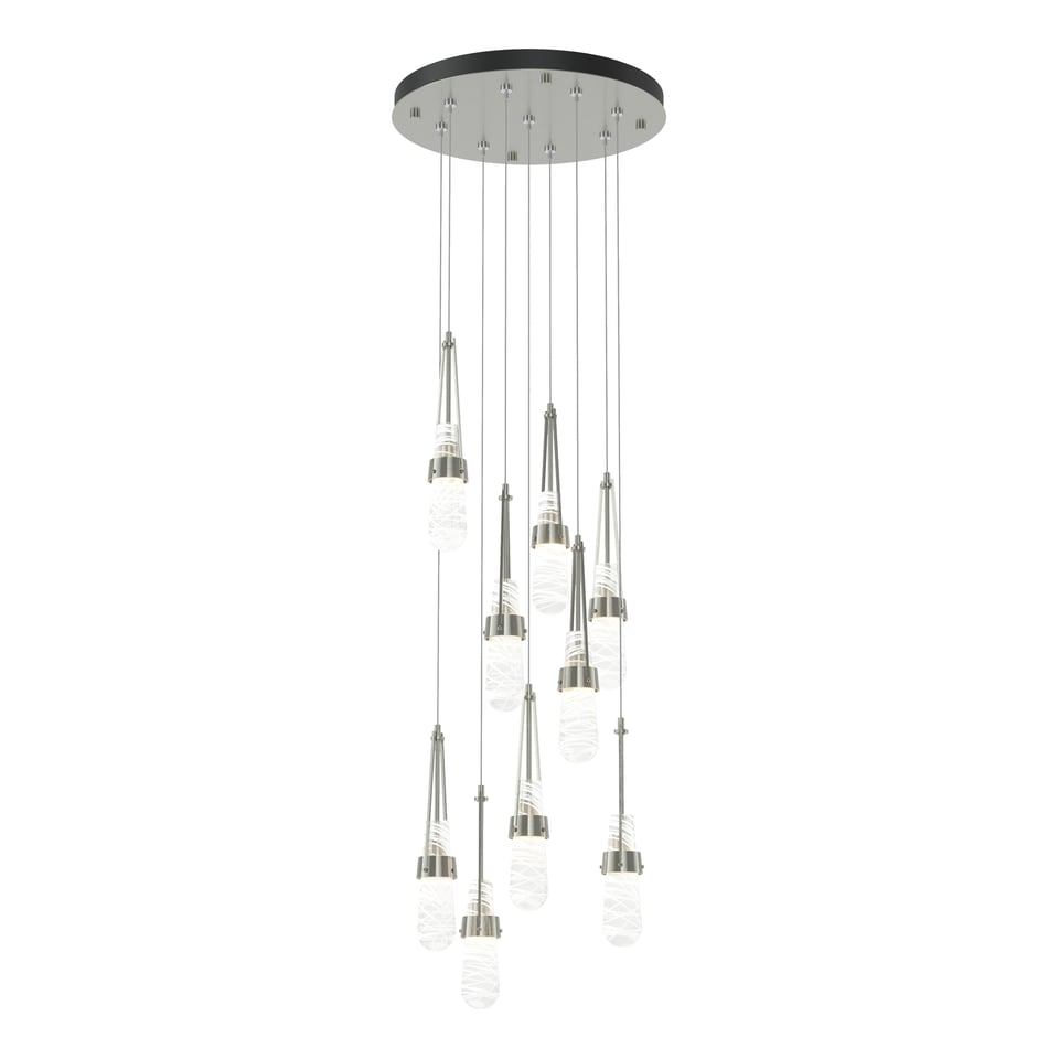 Hubbardton Forge Link 9-Light Handmade Blown Glass Pendant Fixture with Dimmable Lighting