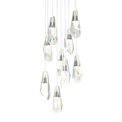 Hubbardton Forge Luma 9-Light Crystal Pendant Chandelier with Customizable Finishes and Dimmable Feature