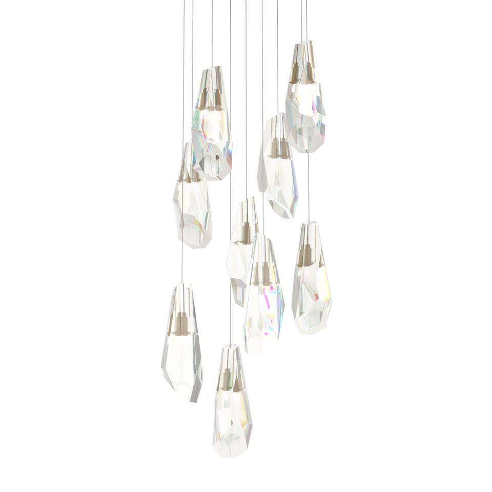 Hubbardton Forge Luma 9-Light Crystal Pendant Chandelier with Customizable Finishes and Dimmable Feature