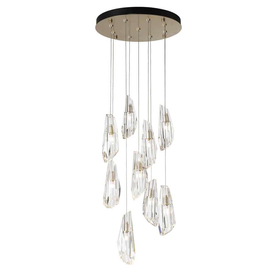 Hubbardton Forge Luma 9-Light Crystal Pendant Chandelier with Customizable Finishes and Dimmable Feature