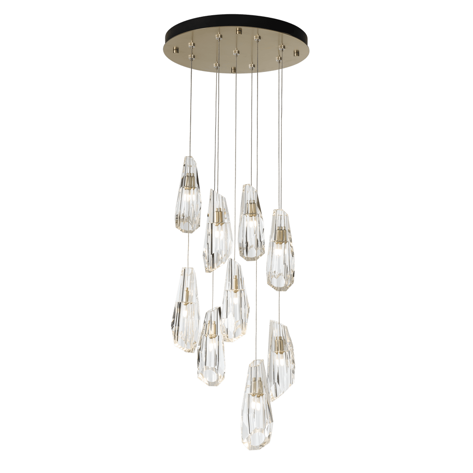 Hubbardton Forge Luma 9-Light Crystal Pendant Chandelier with Customizable Finishes and Dimmable Feature